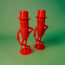 Pair Of Vintage Mr Peanut Salt & Pepper Shakers-Authentic Red 1950-60's Edition