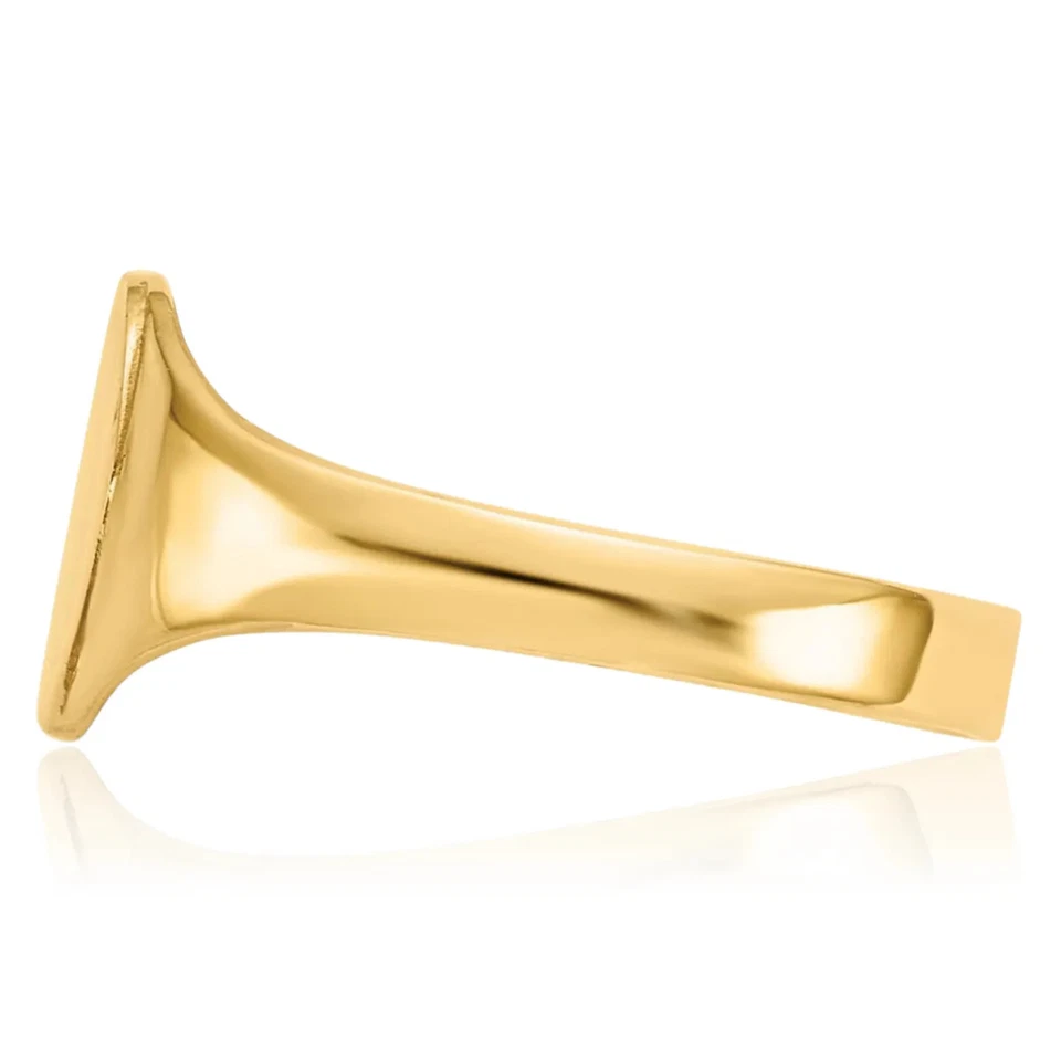 Anillo de sello grabado personalizado ovalado de oro amarillo macizo de 10K Foto 3 de 4