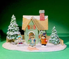 WEE FOREST FOLK A-65 WEE GLITTER HOUSE. 3 Christmas minis go perfectly with it!