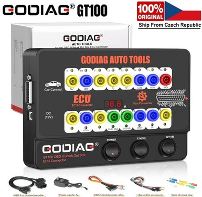 GODIAG GT100 AUTO TOOLS OBD II Break Out Box EC.U Connector Protocol Detector
