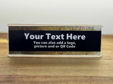 Personalised Desk Plaque Sign Title Desk Name Plate - Office Desk Work Gold Edge
