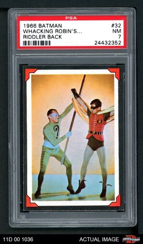 1966 Topps Batman Riddler Back #32 Whacking Robin's Wings