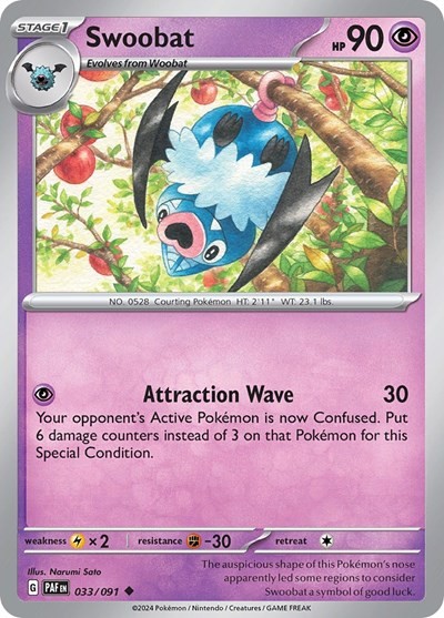 Pokemon Swoobat (33/260) Paldean Fates NM REVERSE HOLO