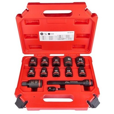 Milwaukee SHOCKWAVE Schlagnuss 1/2'' kurz Set 13-tlg schlagfeste Nüsse + Zubehör