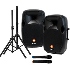 VOYZ 15" 2000W Powered Karaoke PA Speaker System Bluetooth USB DJ Party Speaker