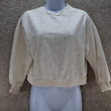 Wander Nation Girls Sweatshirt Size L 10-12 Cream Studded Pullover