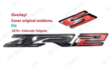 OVERLAY Cover 1PC Gloss Black Red Rear Tailgate ZR2 Letter Emblem 2019+ Colorado