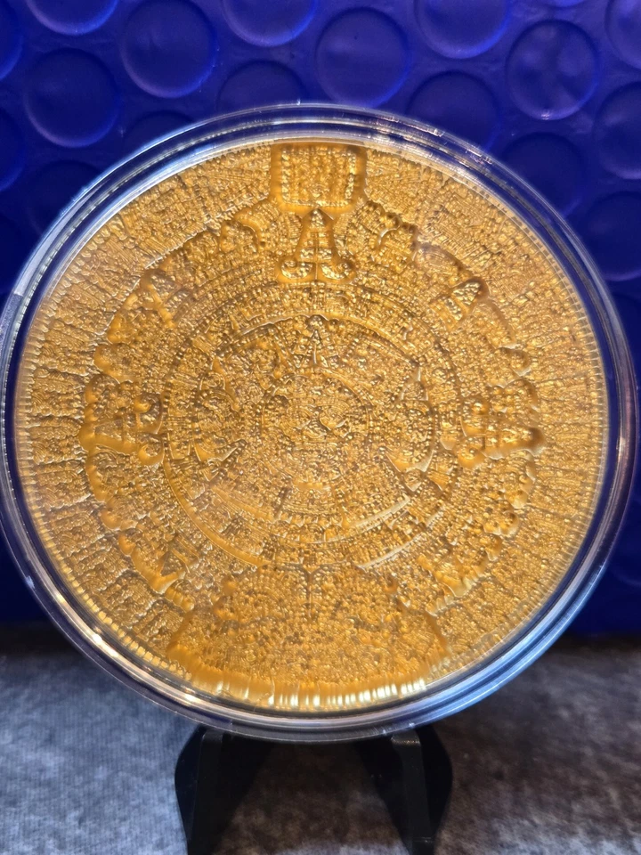 Piedra solar azteca dorada 2 OZ plata apilable medalla Corea 2023 Foto 2 de 4