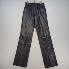 Vintage 80s RAGE Pants Mens 29x34 Black Straight Genuine Leather High Rise