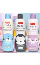 Hello Bath Time Shampoo, Body wash and Lotion, 3.33 Fl Oz Pack of 3 