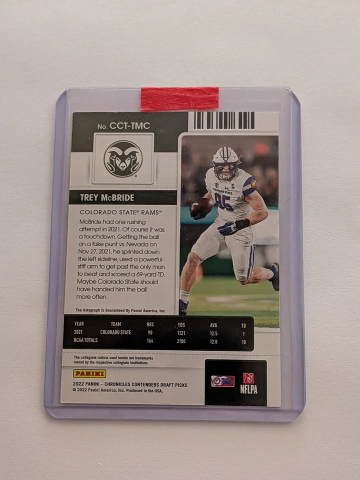 Trey McBride #CCT-TMC  Panini Contenders College Ticket Rookie#1/49 Auto. - Image 3 of 3