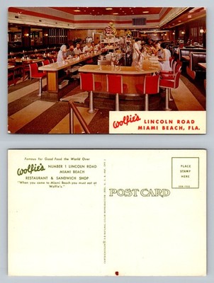 Miami Beach, FL-Florida, Wolfie s Restaurant Interior View Vintage Postcard