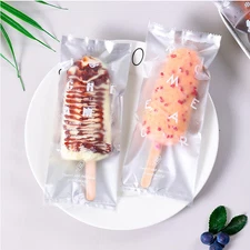 Popsicle Bags Ice Cream Bags 100 Pack -Clear Ice Pop Bags with Silver Bottom ...