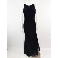 Windsor Black Velvet Maxi Dress Gown Size M Criss Cross Back Formal Evening