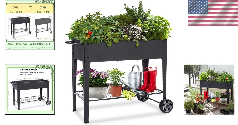 Heavy-Duty Mobile Garden Bed: Spacious 2.5 Cu Ft Planter for Indoors & Outdoors - Image 2 of 4