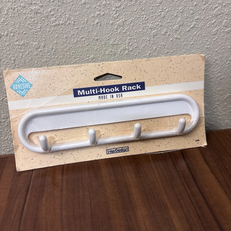 InterDesign 8 pulgadas de plástico blanco mediano multiusos 4 ganchos rack de colección 1994 Foto 2 de 4
