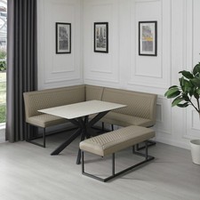 Indus Valley Arden Ceramic Dining Table With Taupe Corner Bench & Low Bench