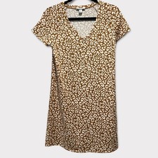 Nine West Leopard Print Tee Shirt Dress Brown size XS