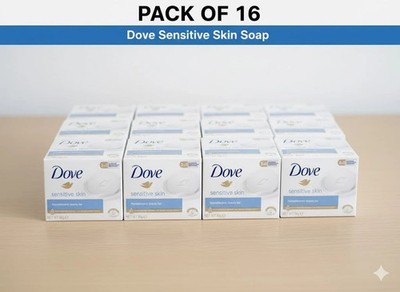 16 x 90g Dove Sensitive Skin Seife Hypoallergen Beauty Bar ohne Duft