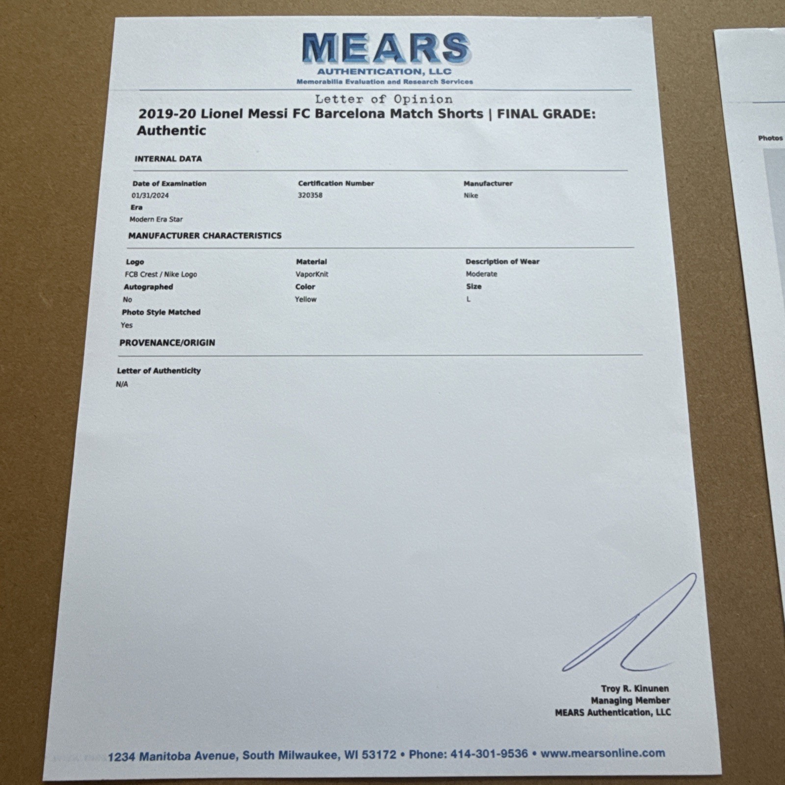 2019-2020 Lionel Messi FC Barcelona Match Worn/Used Shorts | MEARS Authentic I