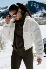 AIo Yoga Sherpa Edge Bomber Jacket Zipper Cropped Warm Soft Women's Winter Coat