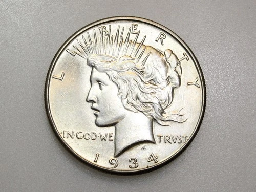 1934 $1 PEACE SILVER ONE DOLLAR GEM BU