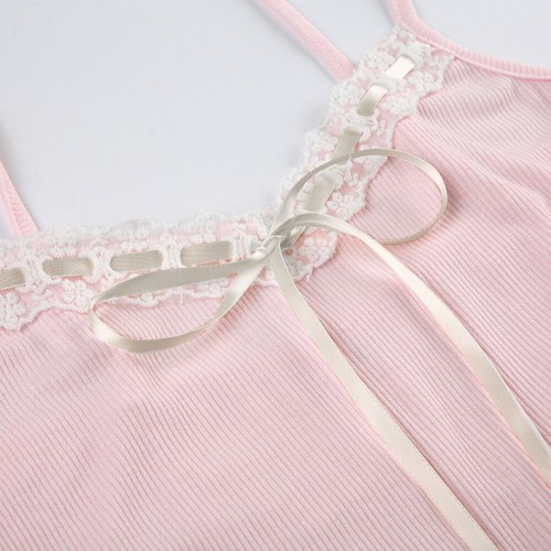Spaghetti Strap Camisole Sweet Cropped Tops New Short Top Beach Vacation - Picture 3 of 12