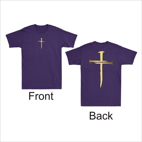 Christian Religious Jesus Three Nails Cross Front & Back Print Men's T-Shirt - Picture 10 of 10