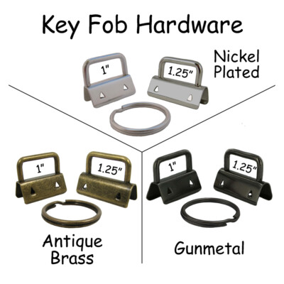 100 Key Fob Hardware w/ Key Rings - Pick Size and Finish - for Making Wristlets