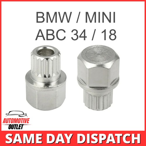 MASTER LOCKING WHEEL NUT SECURITY KEY ABC 34 / 18 SPLINE BOLT  RIBS FOR BMW MINI