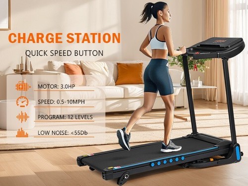 Incline Treadmill 3.0 HP Auto-Folding Type C USB Charge 10 MPH Bluetooth Speaker - Picture 8 of 17