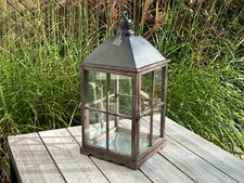 Laterne Windlicht Holz braun 31 x 31 x 66 cm