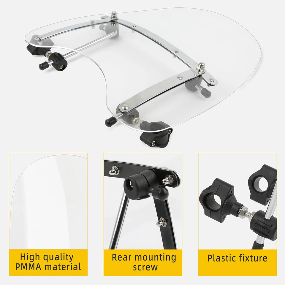 Abrazaderas transparentes para parabrisas para motocicleta 18"x16" para Honda Shadow VLX 600 VT600 VT600C Foto 4 de 4