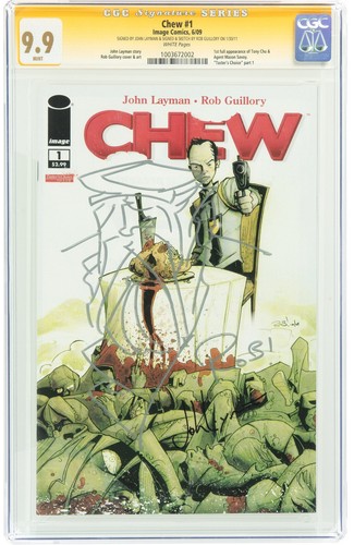 Chew #1 CGC 9.9 Image Comics 2009 - SIGNED Layman SKETCH Rob Guillory Q12 9.8 cm