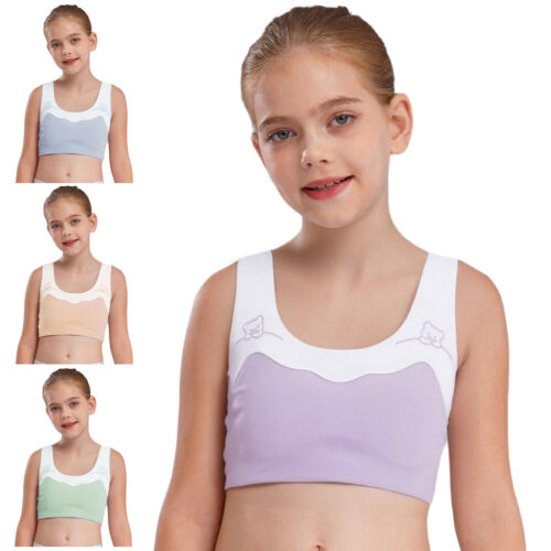 Mädchen Trägershirt Pubertät Crop Top Lauf BH Yoga Büstenhalter Training Bralette Wandern - Bild 4 von 59