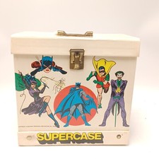 VINTAGE 1976 DC COMICS SUPER HEROES 45 RPM RECORD SUPERCASE. DISCS INCLUDED