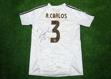 Roberto Carlos Signed Real Madrid Shirt Brazil Football Legend Proof AFTAL COA