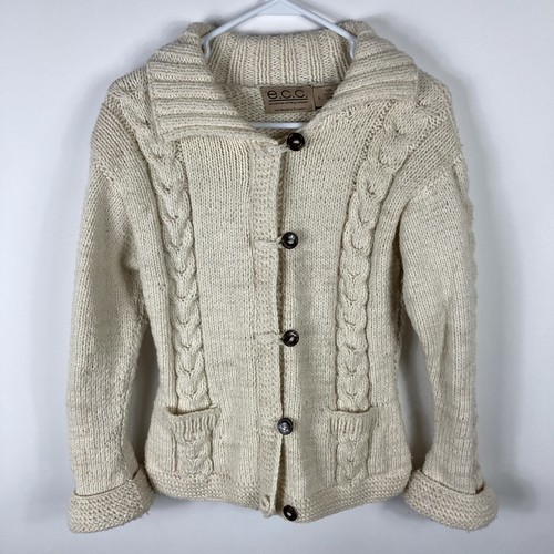 ECC Ecuadorian Clothing Women’s Small Handmade Wool Cotton Button Sweater Coat