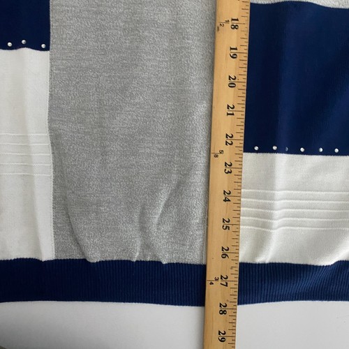 Alfred Dunner Pullover Sweater Size 2X Embellished Blue Gray White Colorblock - 第 7/8 張圖片