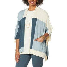 Wynnelayers Colorblocked Sweater Knit Poncho Cardigan