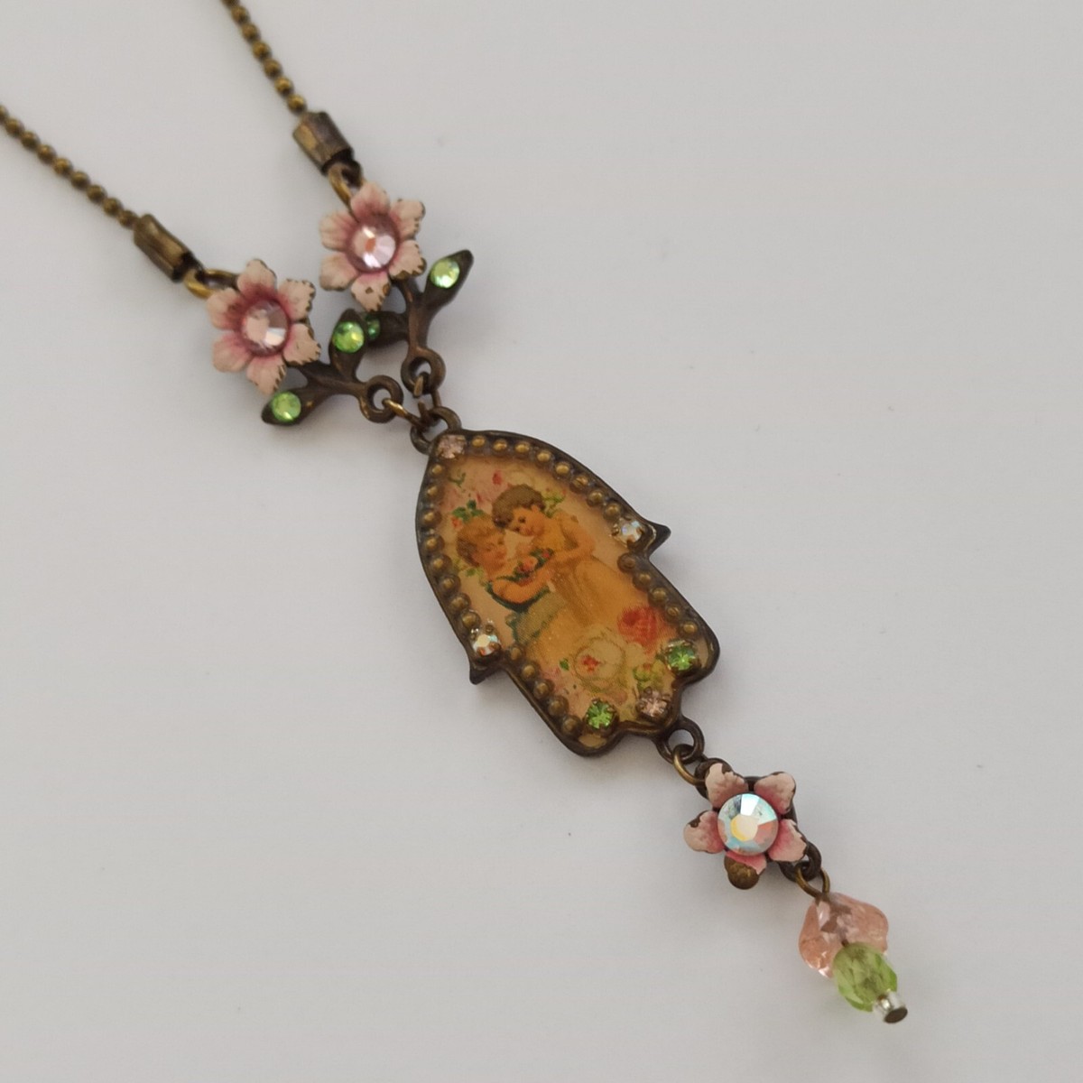 Michal Negrin Hamsa Necklace Hand of Fatima Shabby Chick Romantic
