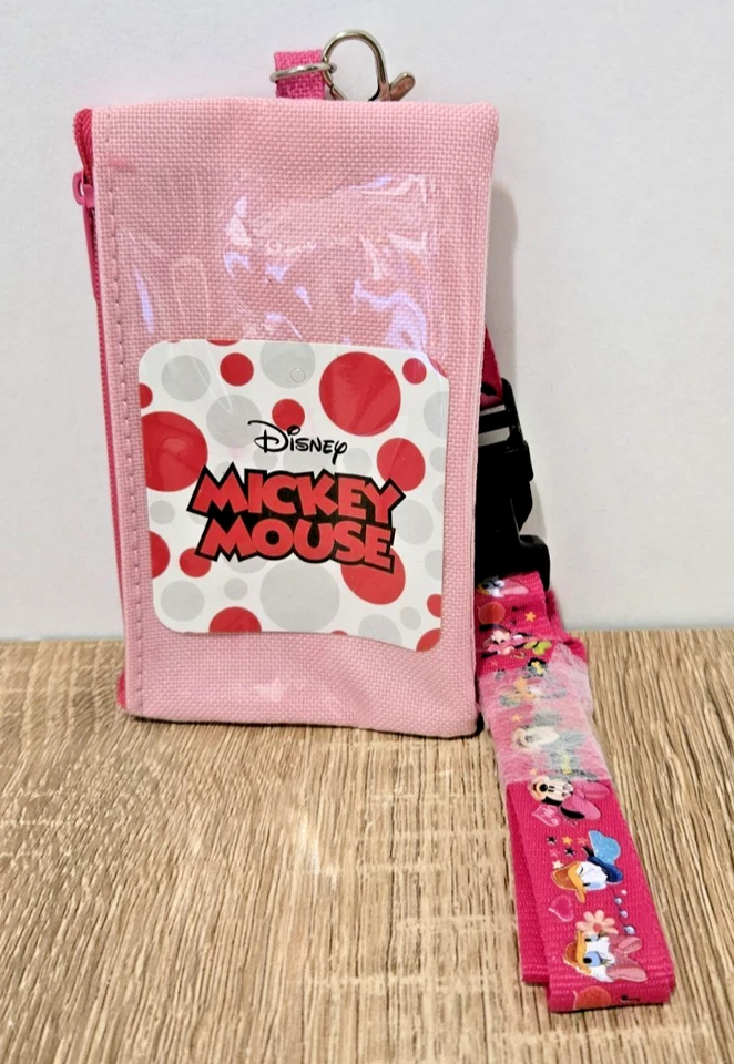 PINK Minnie Mouse Lanyard w/ Disney Licensed Zipper Wallet Pouch ID Badge Holder - Image 4 of 4