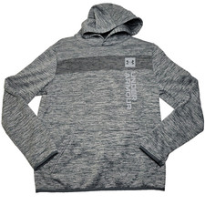Under Armour Hoodie Boys Size Large Brushed Gray Graphic Pullover Sweatshirt
