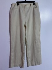 Chicos Pants Womens 3 Linen Beige Beach Coastal Travel Resort Wide Leg