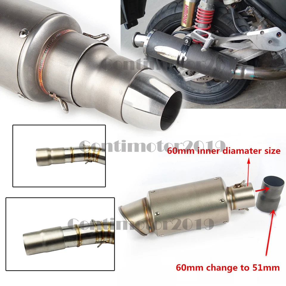 Motorcycle Exhaust Muffler Adapter+Welding Head 60mm to 51mm to 36mm 2.4-2inch - Image 2 of 3