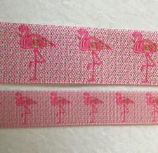 Grosgrain ribbon by yard 7/8" 1.5  pink flamingo standing palm beach style