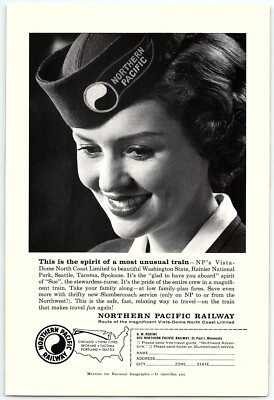 #ad 1940s NORTHERN PACIFIC RAILWAY NORTH COAST LIMITED VISTA DOME PRINT AD Z5996 $9.50