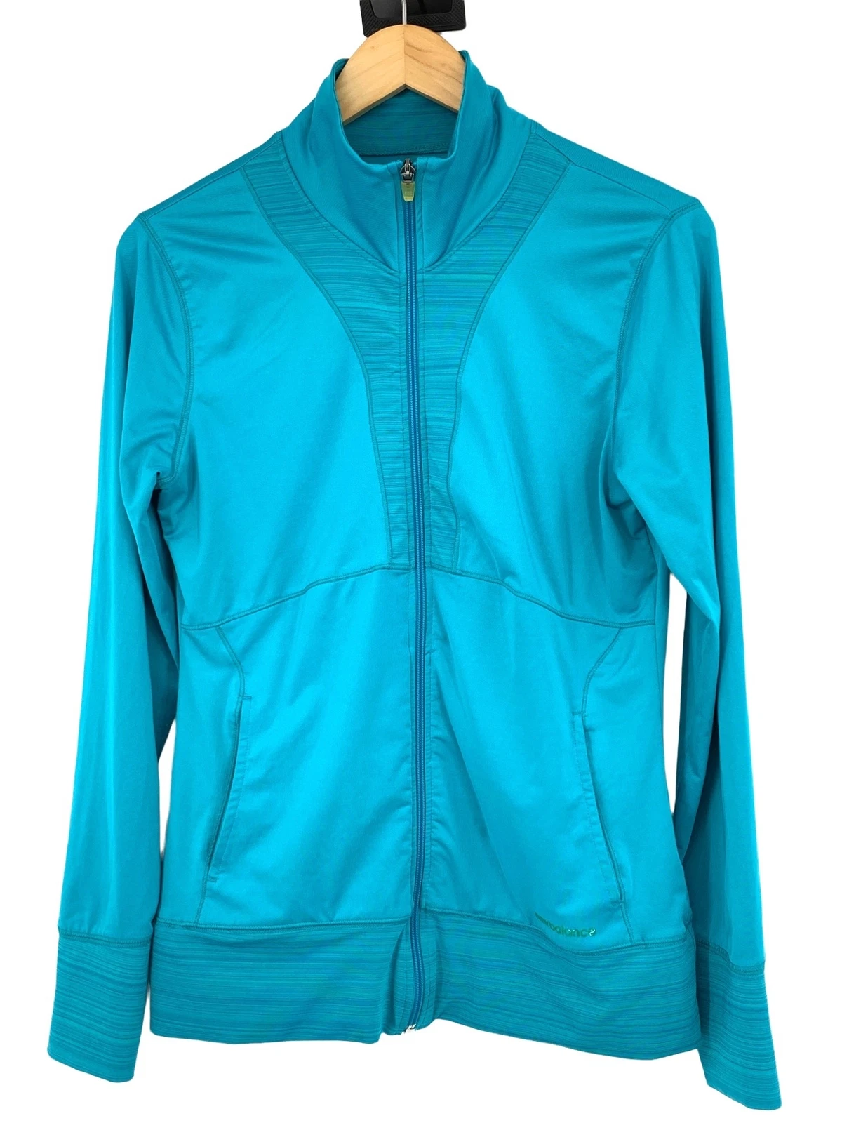 Womens New Balance Athletic Workout Jacket Full Zip Medium Aqua Blue 1727 EUC