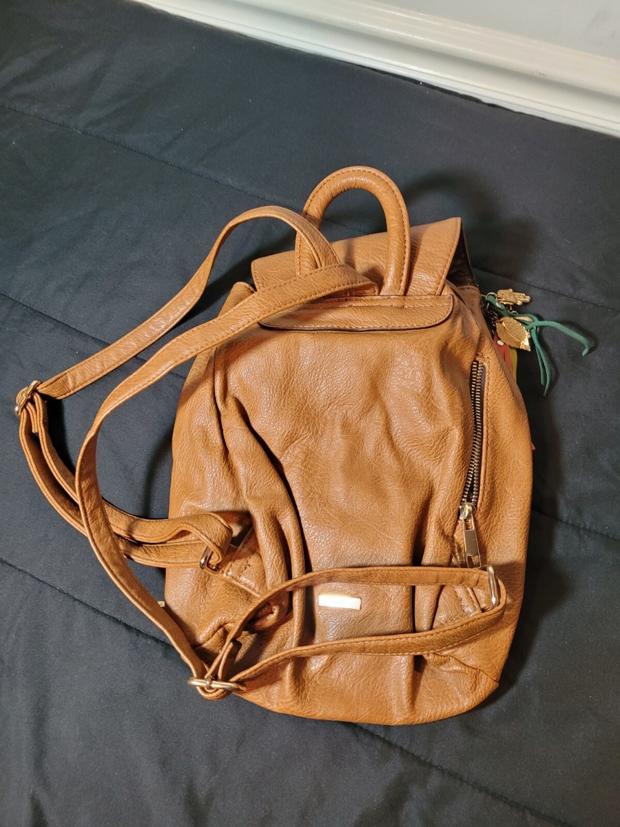 Aldo Brown Leather Brown Backpack Purse Pockets Preowned  display picture 1