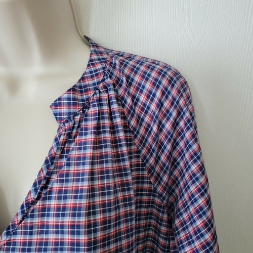 Madewell Tie Sleeve Popover Blue Red Plaid Top - Picture 5 of 8
